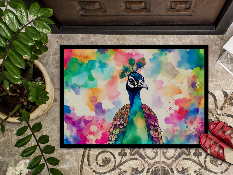 Hippie Animal Peacock Doormat-24x36 Indoor / Outdoor Rug | Made in USA