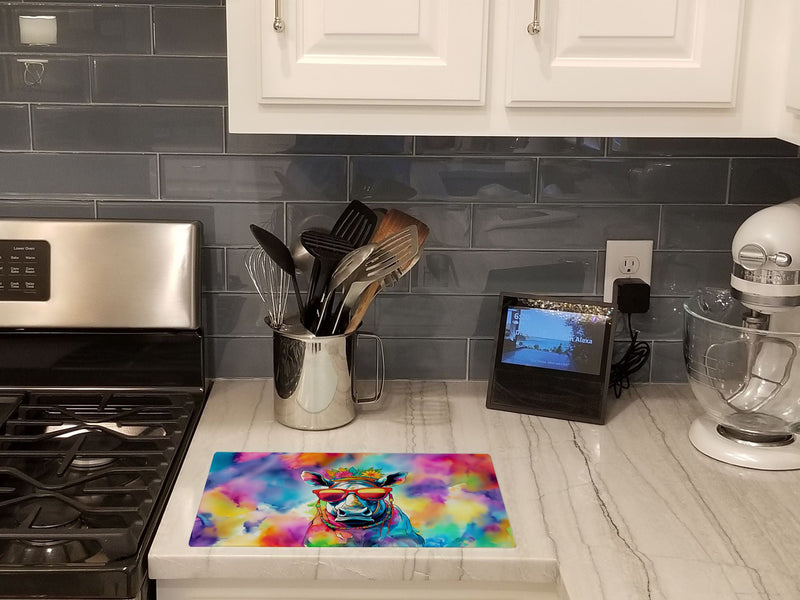 Hippie Animal Rhinoceros Glass Cutting Boards – Durable, Decorative Kitchen Art