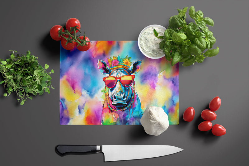 Hippie Animal Rhinoceros Glass Cutting Boards – Durable, Decorative Kitchen Art