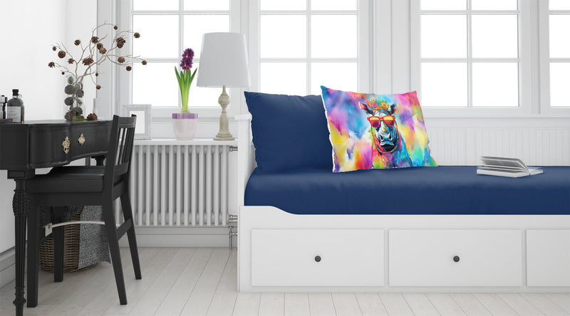 Hippie Animal Rhinoceros Standard Pillowcase – Artistic Decorative Front, White Back