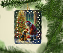 Airedale Terrier and Santa Claus Porcelain Ornament