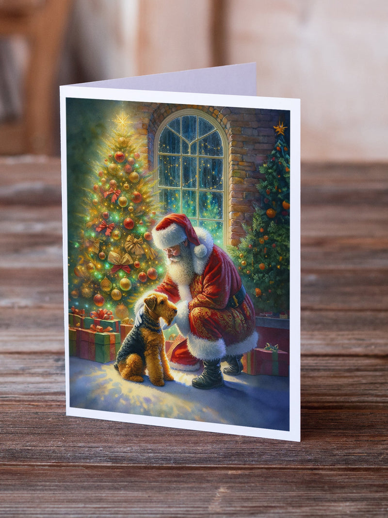 Airedale Terrier and Santa Claus Greeting Cards Pack of 8