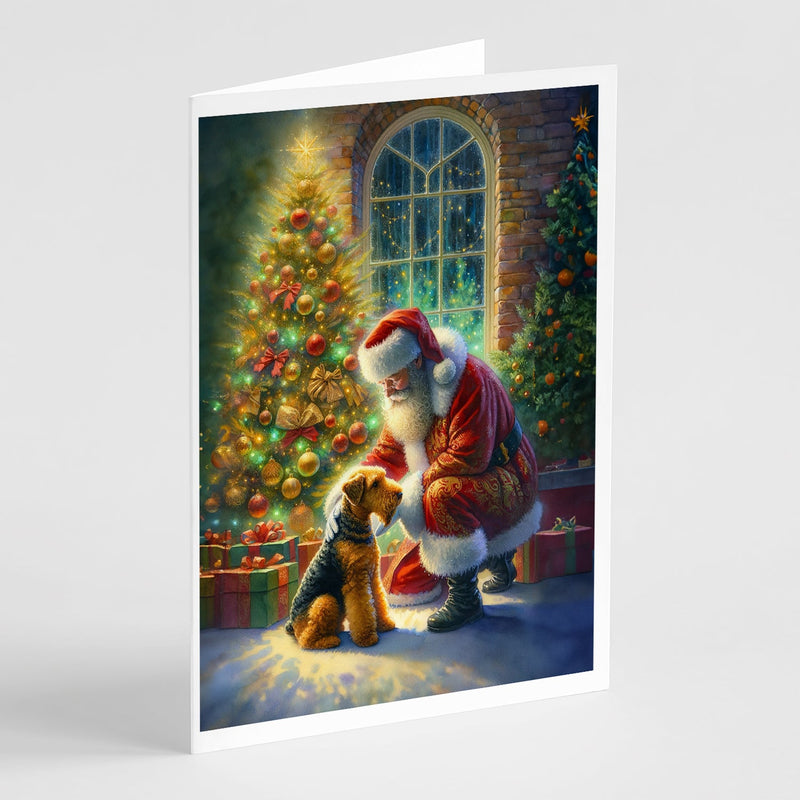 Airedale Terrier and Santa Claus Greeting Cards Pack of 8