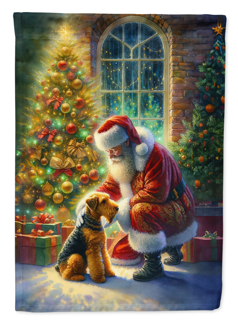 Airedale Terrier and Santa Claus Garden Flag