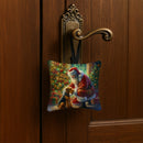 Airedale Terrier and Santa Claus Hanging Square Fabric Ornament 3.5 × 3.5