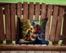 Airedale Terrier and Santa Claus Throw Pillow - 14x14 Decorative Pillow – Art for Your Home & Patio