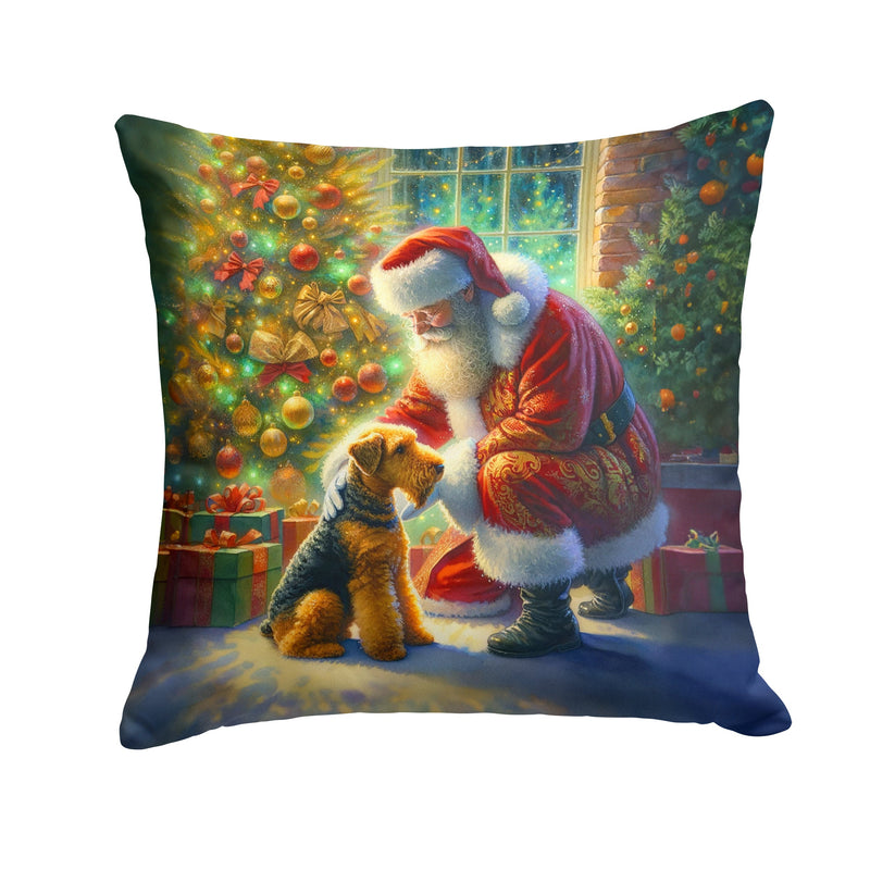 Airedale Terrier and Santa Claus Throw Pillow