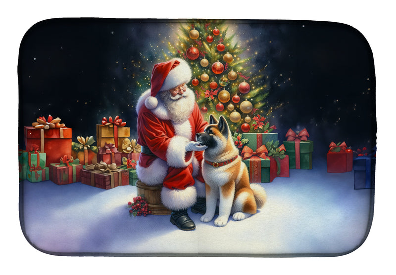 Akita and Santa Claus Dish Drying Mat