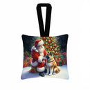 Akita and Santa Claus Hanging Square Fabric Ornament 3.5 × 3.5