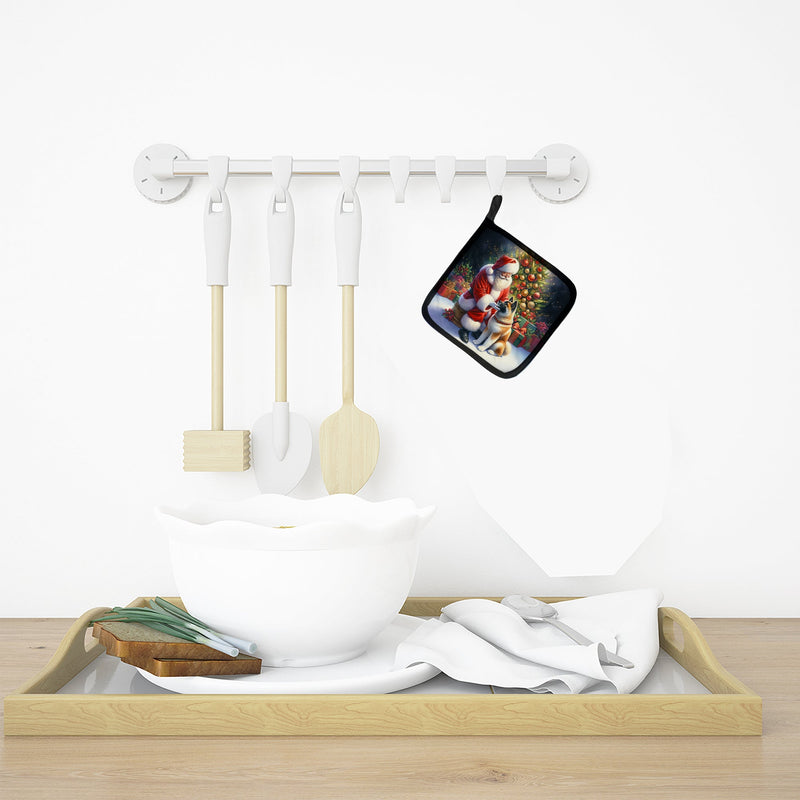 Akita and Santa Claus Pot Holders - Set of 2 Decorative Kitchen Helpers | Made in the USA