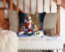 Akita and Santa Claus Throw Pillow - 14x14 Decorative Pillow – Art for Your Home & Patio