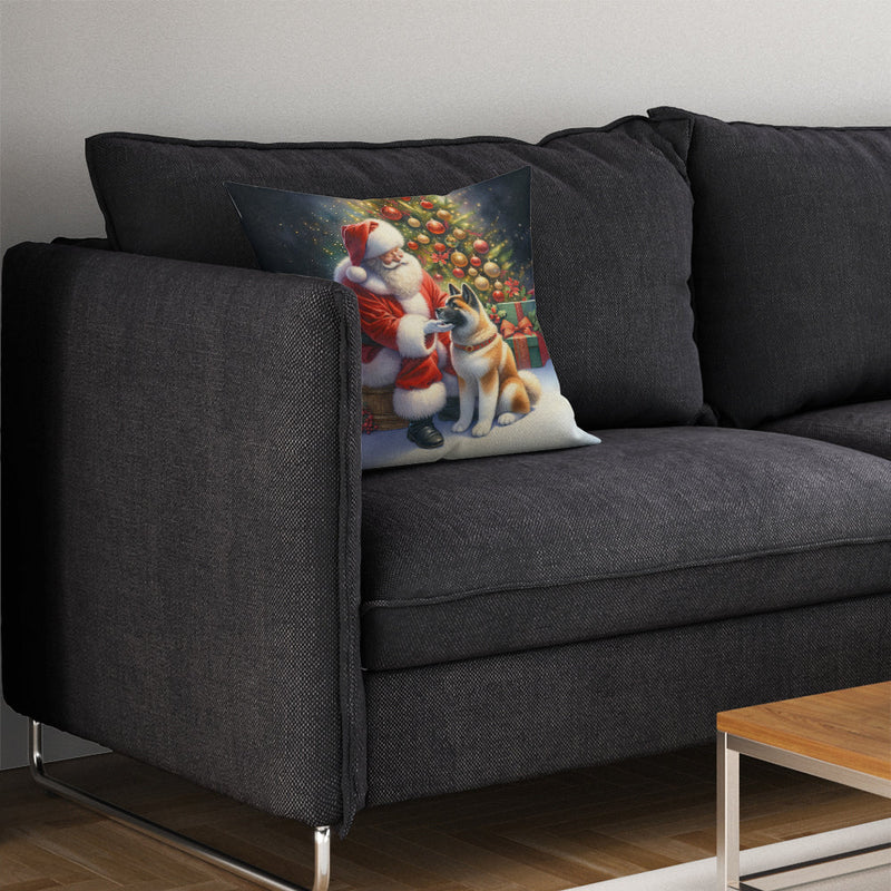 Akita and Santa Claus Throw Pillow - 14x14 Decorative Pillow – Art for Your Home & Patio