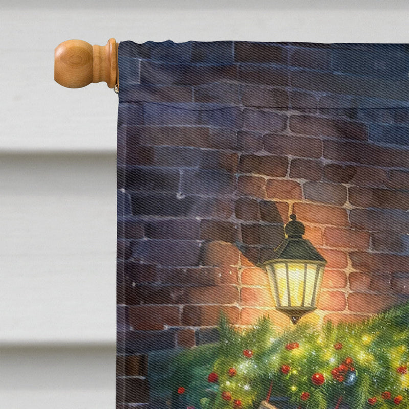 Alaskan Malamute and Santa Claus House Flag