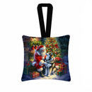 Alaskan Malamute and Santa Claus Hanging Square Fabric Ornament 3.5 × 3.5