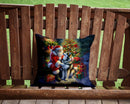 Alaskan Malamute and Santa Claus Throw Pillow - 14x14 Decorative Pillow – Art for Your Home & Patio