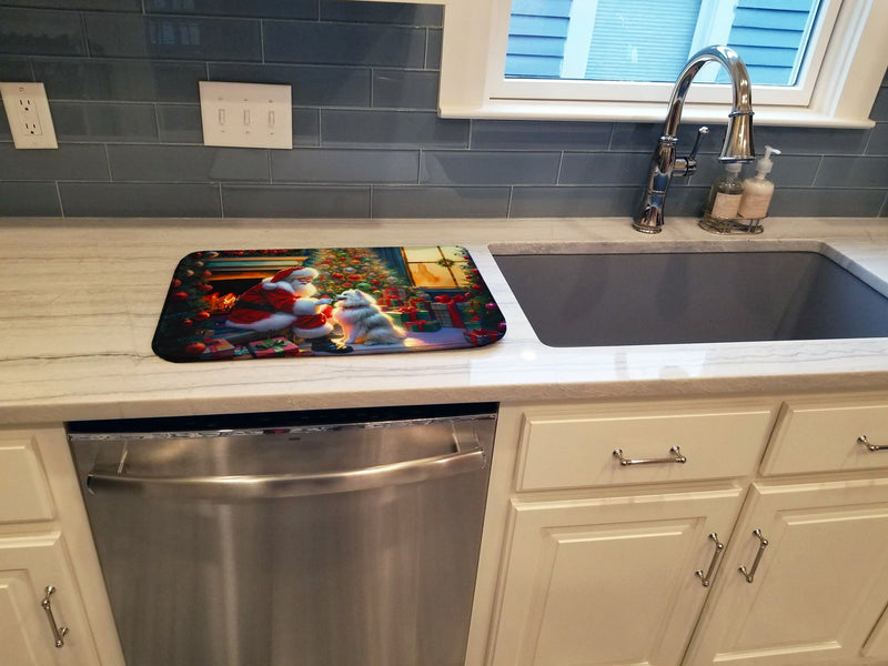 American Eskimo and Santa Claus Dish Drying Mat