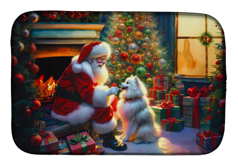 American Eskimo and Santa Claus Dish Drying Mat