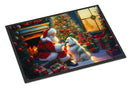 American Eskimo and Santa Claus Doormat-24x36 Indoor / Outdoor Rug | Made in USA