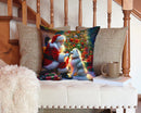 American Eskimo and Santa Claus Throw Pillow - 14x14 Decorative Pillow – Art for Your Home & Patio