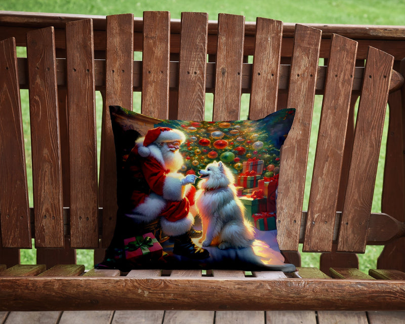 American Eskimo and Santa Claus Throw Pillow - 14x14 Decorative Pillow – Art for Your Home & Patio