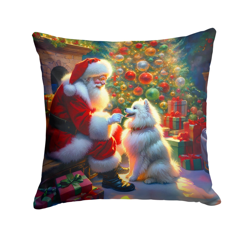 American Eskimo and Santa Claus Throw Pillow - 14x14 Decorative Pillow – Art for Your Home & Patio