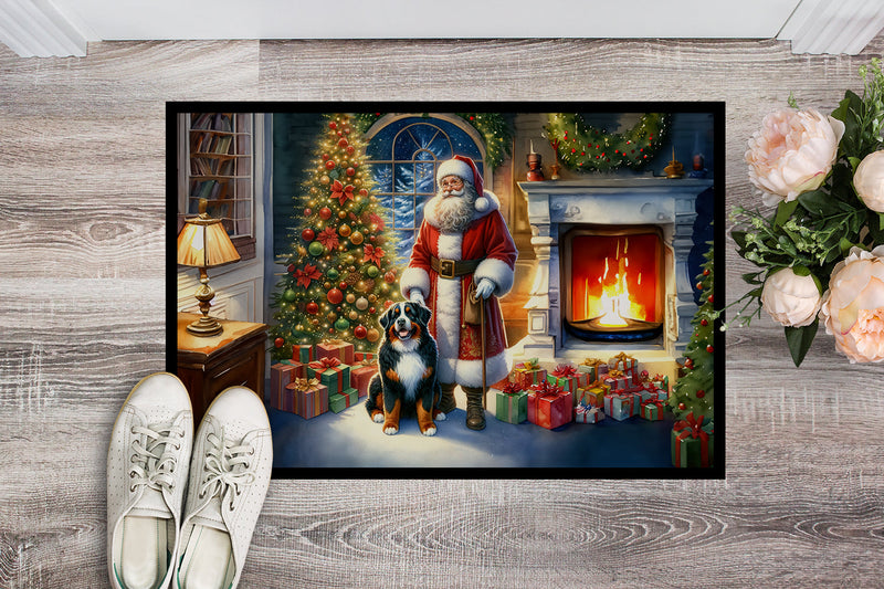 Bernese Mountain Dog and Santa Claus Doormat-24x36 Indoor / Outdoor Rug | Made in USA