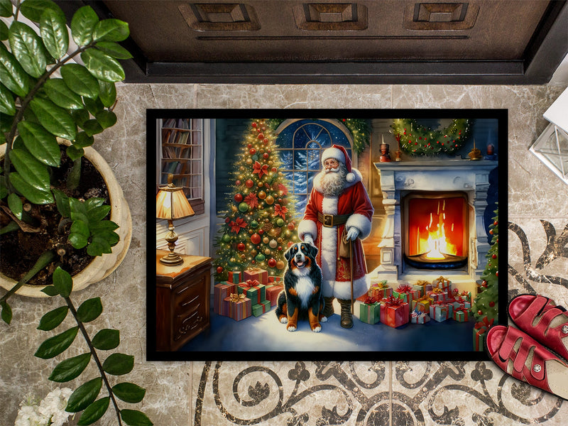 Bernese Mountain Dog and Santa Claus Doormat-24x36 Indoor / Outdoor Rug | Made in USA
