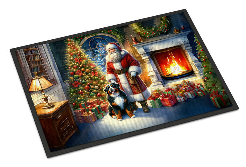 Bernese Mountain Dog and Santa Claus Doormat-24x36 Indoor / Outdoor Rug | Made in USA