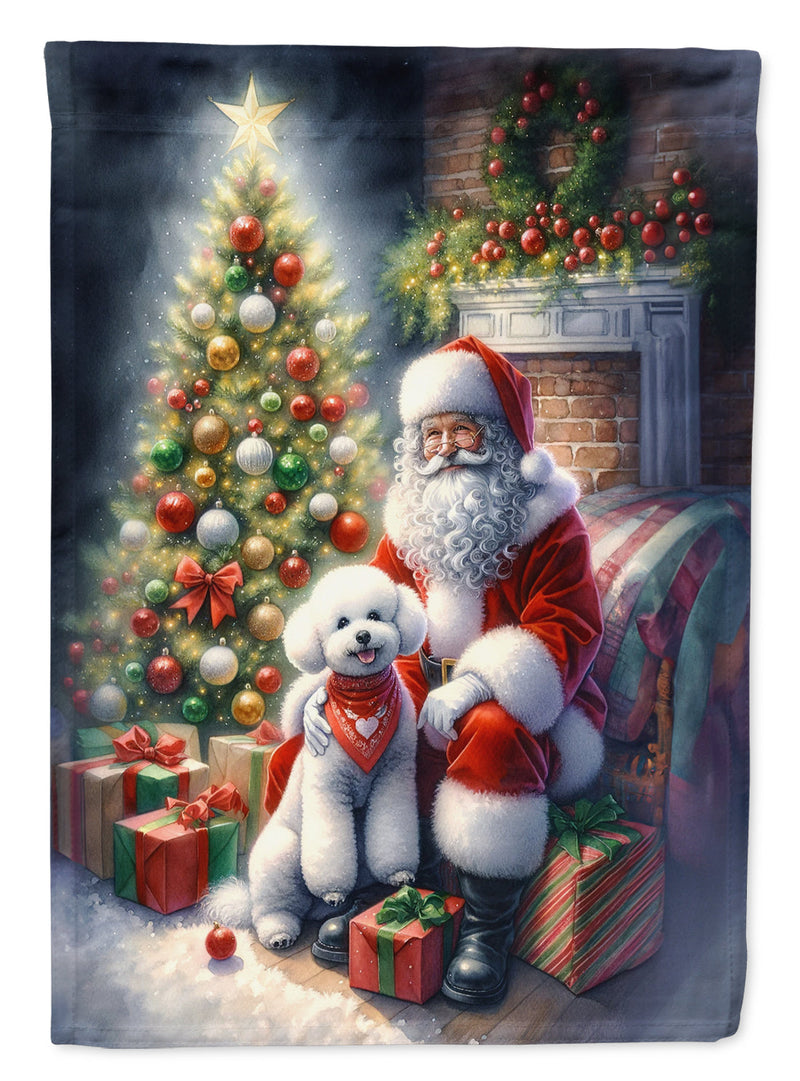 Bichon Frise and Santa Claus House Flag