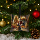 Bloodhound and Santa Claus Hanging Square Fabric Ornament 3.5 × 3.5