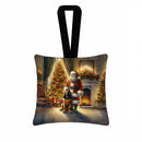 Bloodhound and Santa Claus Hanging Square Fabric Ornament 3.5 × 3.5