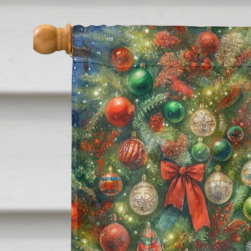 Bluetick Hound and Santa Claus House Flag