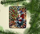 Bluetick Hound and Santa Claus Porcelain Ornament