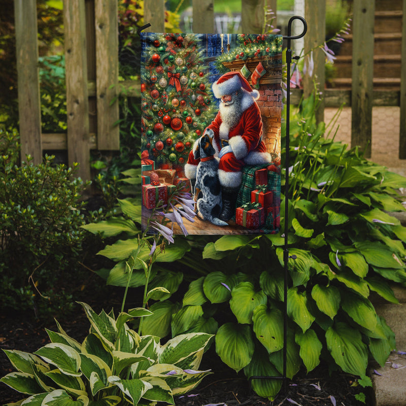 Bluetick Hound with Santa Garden Flag – Christmas Dog Yard Decor