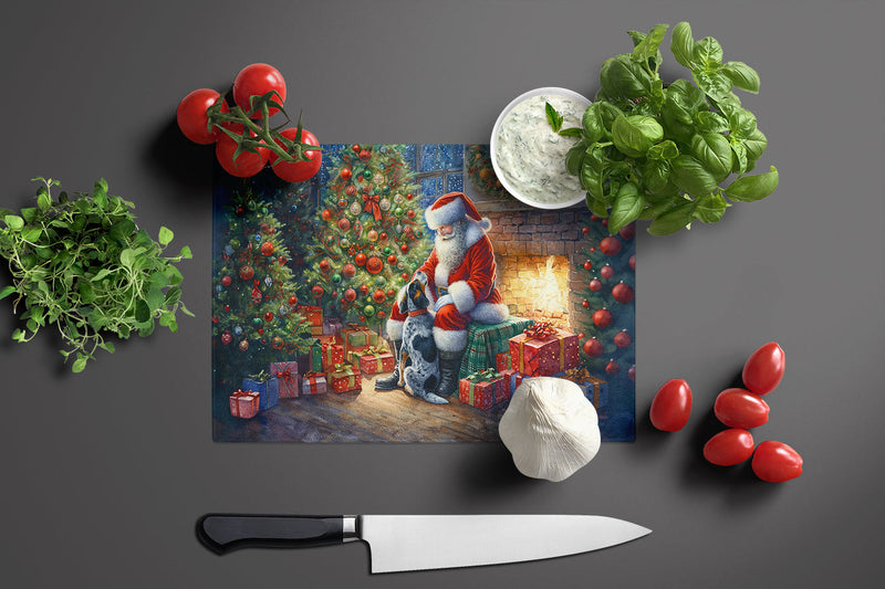 Bluetick Hound and Santa Claus Glass Cutting Boards – Durable, Decorative Kitchen Art