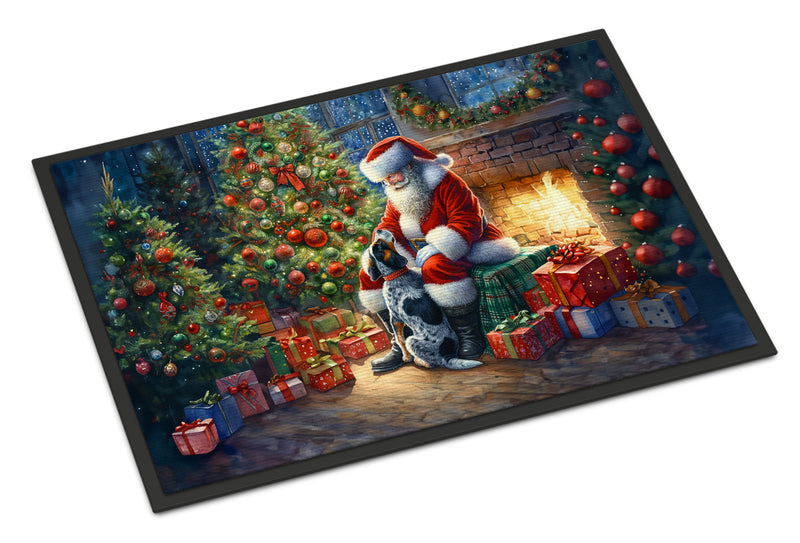 Bluetick Hound and Santa Claus Doormat - 18X27 Indoor / Outdoor Rug | Made in USA