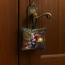 Bluetick Hound and Santa Claus Hanging Square Fabric Ornament 3.5 × 3.5