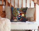 Bluetick Hound and Santa Claus Throw Pillow - 14x14 Decorative Pillow – Art for Your Home & Patio