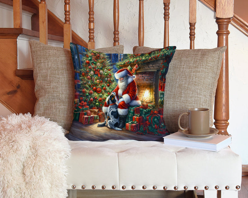 Bluetick Hound and Santa Claus Throw Pillow - 14x14 Decorative Pillow – Art for Your Home & Patio