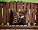 Bluetick Hound and Santa Claus Throw Pillow - 14x14 Decorative Pillow – Art for Your Home & Patio