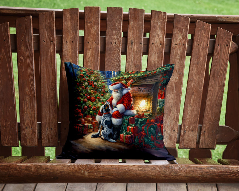 Bluetick Hound and Santa Claus Throw Pillow - 14x14 Decorative Pillow – Art for Your Home & Patio