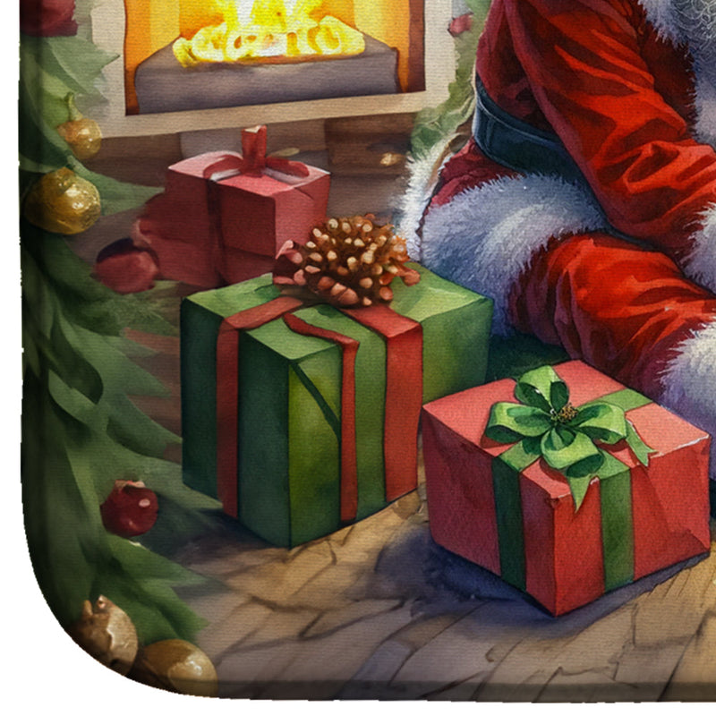 Bluetick Hound and Santa Claus Dish Drying Mat