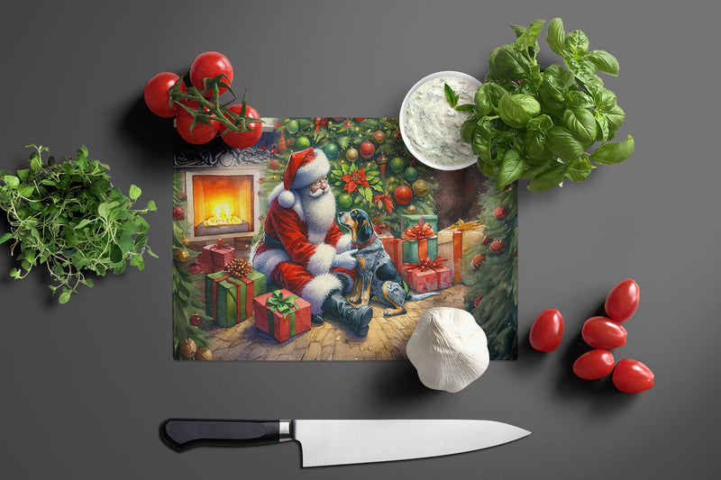 Bluetick Hound and Santa Claus Glass Cutting Boards – Durable, Decorative Kitchen Art