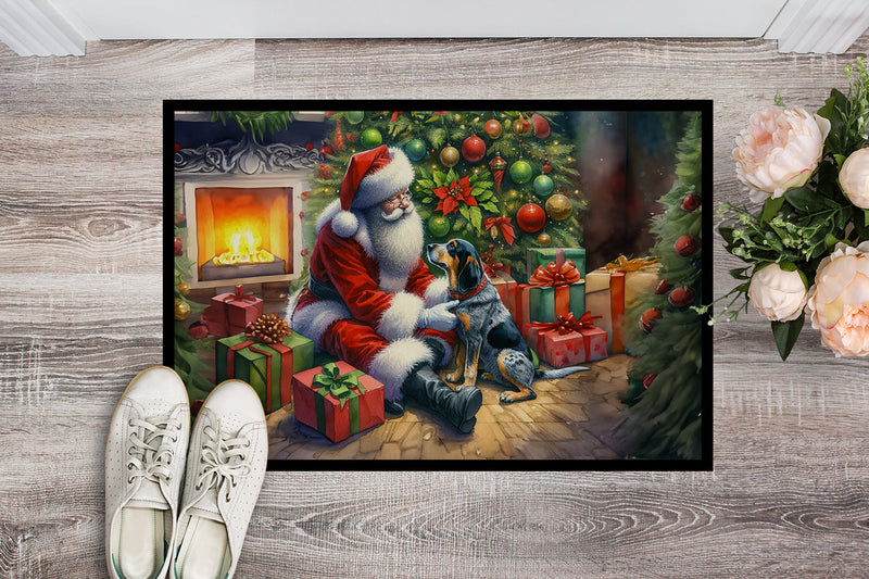 Bluetick Hound and Santa Claus Doormat - 18X27 Indoor / Outdoor Rug | Made in USA
