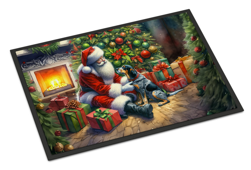 Bluetick Hound and Santa Claus Doormat - 18X27 Indoor / Outdoor Rug | Made in USA