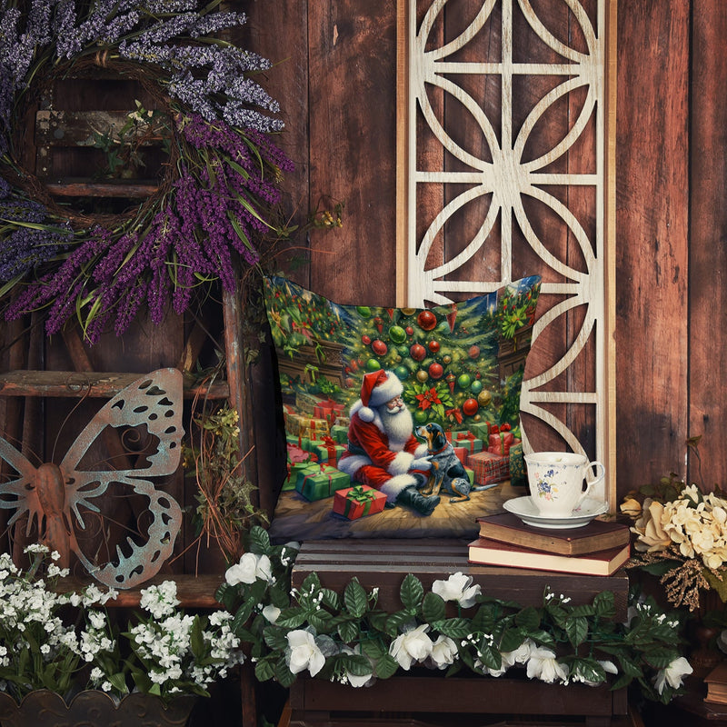 Bluetick Hound and Santa Claus Throw Pillow - 14x14 Decorative Pillow – Art for Your Home & Patio