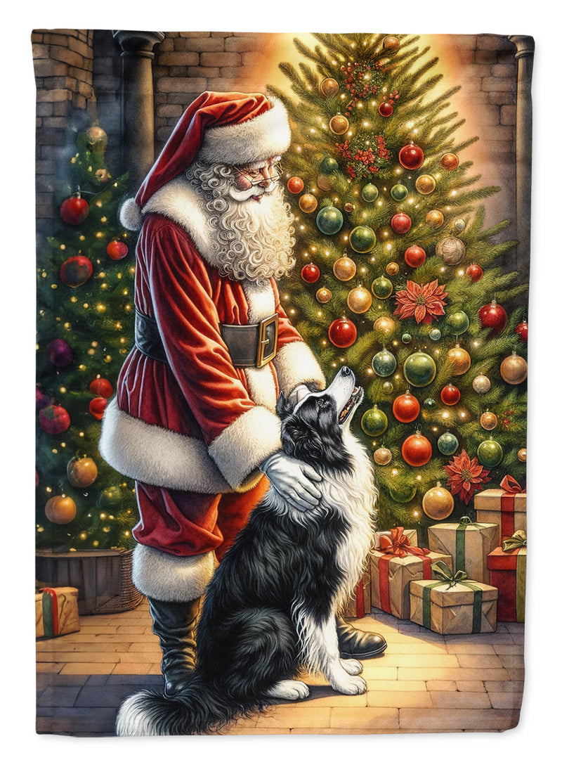 Border Collie and Santa Claus House Flag