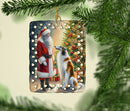 Borzoi and Santa Claus Porcelain Ornament