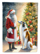 Borzoi with Santa Garden Flag – Christmas Dog Yard Decor