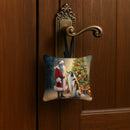 Borzoi and Santa Claus Hanging Square Fabric Ornament 3.5 × 3.5